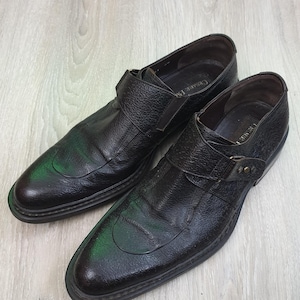 Cesare Paciotti made in Italy RARE vintage 90&#39; men&#39;s genuine leather shoes,very dark brown color,size 8.5 , EU-41.5