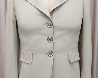 Veste blazer pour femme de luxe fabriquée en Italie Max Mara, laine vierge, couleur beige, taille It-38, D-34, USA-4