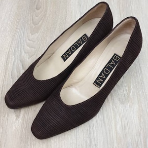Baldan made in Italy RARE top luxury heels shoes,special straped suede,metal covered heels,brown color, size 37.1/2