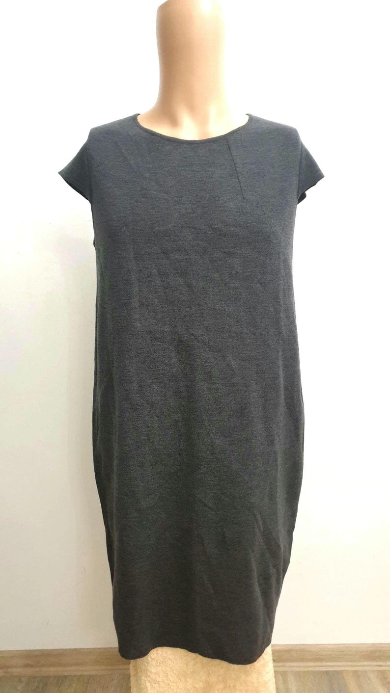 Vestido de lana merino de lujo Falconeri hecho en Italia, color gris, talla L imagen 1