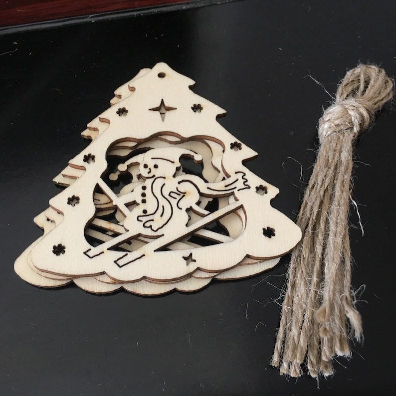 Home Decoration Christmas Tree Ornament Christmas Ornament Laser Cut Wooden Chips. 10pcs Christmas Wood Chips Christmas Party Supplies