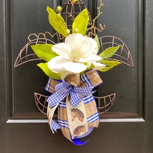 Fleur de Lis Door Hanger/ Fleur de Lis Wreath/ Magnolia Wreath/ Horse Themed/ Gift Idea!
