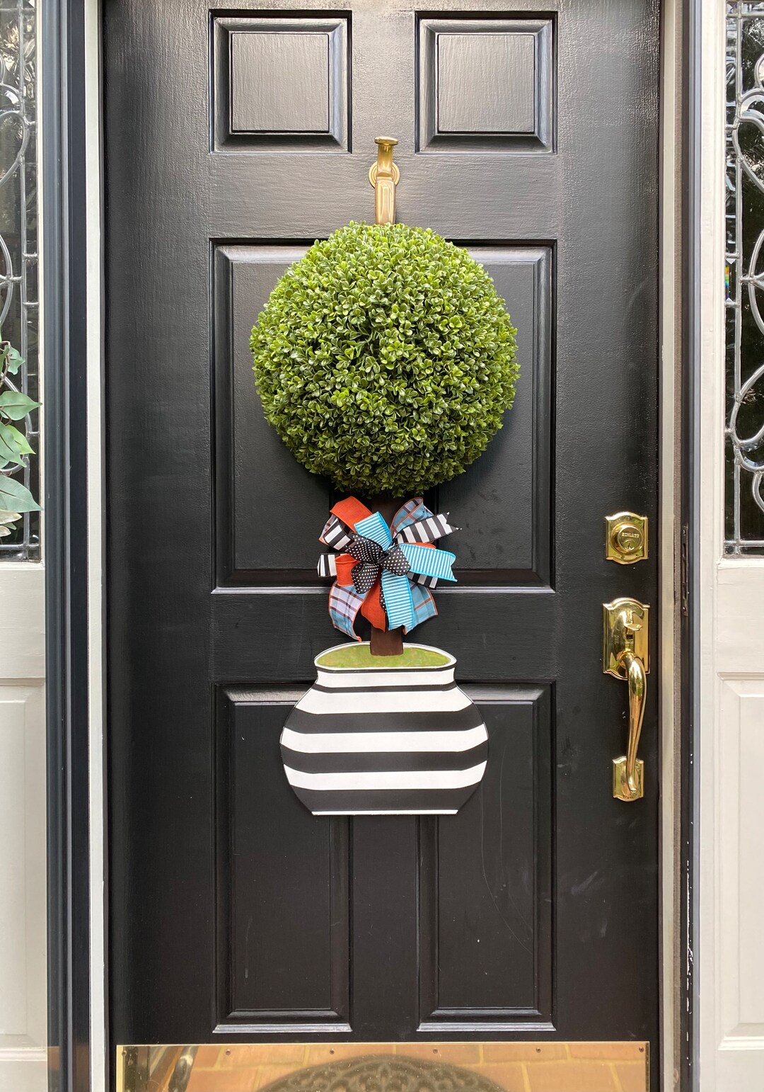 Large Topiary/ Hand Painted Topiary/door Hanger/all Seasons Door Hanger