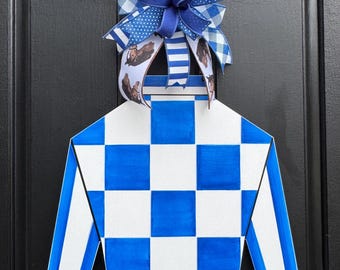 Jockey Silk Door Hanger/  Hand-painted Silk Hanger/ Derby Party Decor (Measures 24” with bow.) Ready to Ship!/ Father’s Day Gift/ Gift Idea!