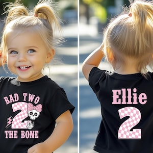 Bad Two The Bone, Girls Second Birthday Shirt, Rock and Roll, Two