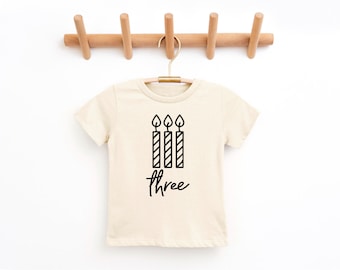 Third Birthday Shirt: Three Candles Design, Fun Celebration Tee