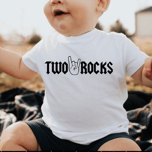 Two Rocks Second Birthday Shirt: Rock n Roll 2nd Birthday