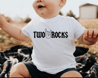 Two Rocks Second Birthday Shirt: Rock n Roll 2nd Birthday