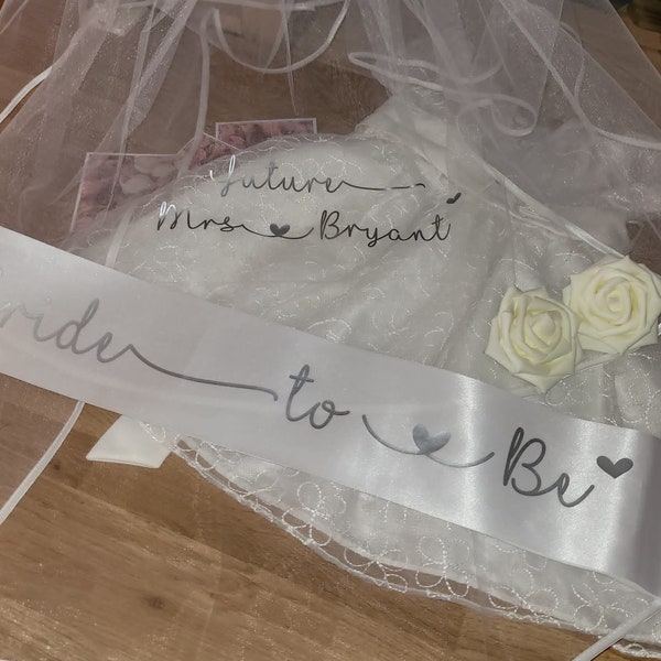 Personalised Veil, Personalised Sash Hen Party Veil, Bride To Be