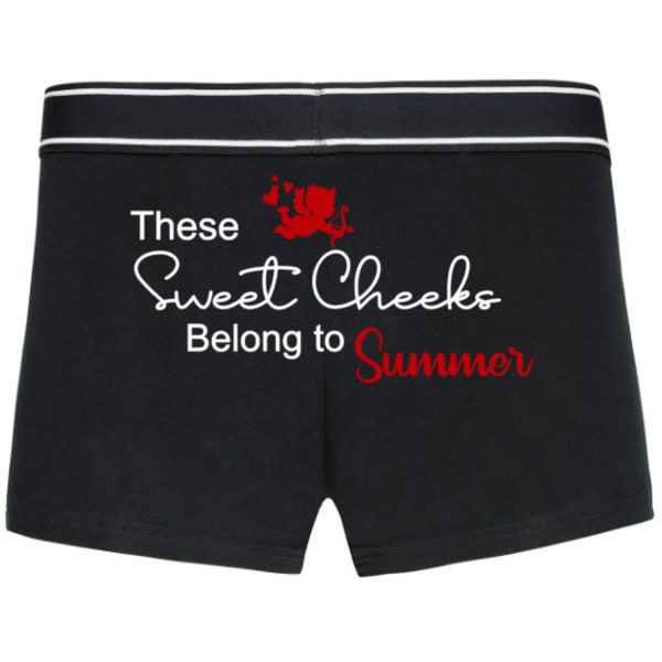 These Sweet Cheeks Belong To Personalised Boxers, Valentines, Funny Joke Gift, Present for Him, Boyfriend Husband, Anniversary, Shorts