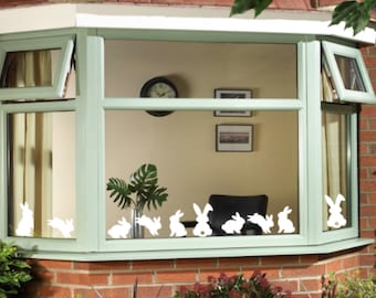 Easter Bunnies Static Cling Window Stickers: Novelty Spring Decor