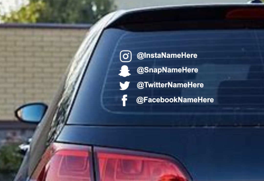 Custom Social Media Tag Car Decal – Window Bumper Sticker - Etsy