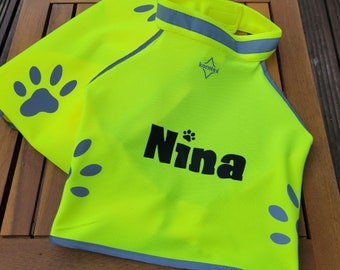 Personalised High Vis Dog Coat Custom Printed Hi Viz Pet Safety Vest Reflective