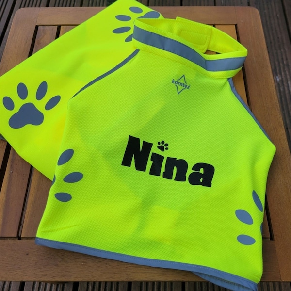 Personalised High Vis Dog Coat Custom Printed Hi Viz Pet Safety Vest Reflective