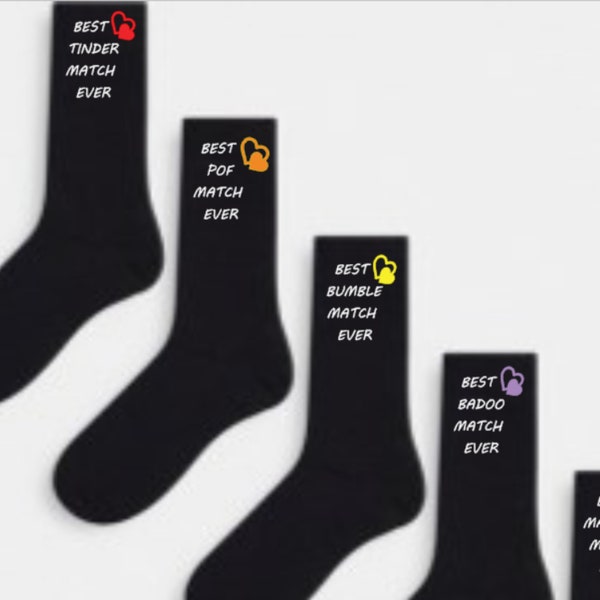 Best Tinder Match Ever/ Boyfriend socks/ Novelty socks/Valentines gift/Valentines socks