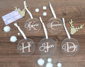 Initial & Name Bauble | Personalised Bauble | Christmas Bauble | Gold Silver Rose Gold | Tree Topper | Stocking Filler | Personalised Gift