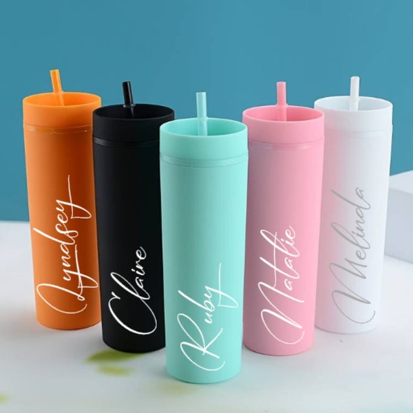 Personalized 16oz Skinny Tumbler With Lid & Straw | Matte Finish | Double  Wall Insulated