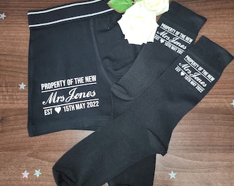 Groom Gift Set Property of Personalised Boxers and Socks, Wedding Gift, Groom Gift, Anniversary Gift