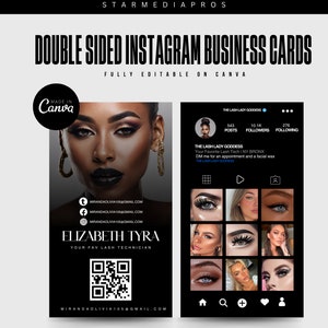 1 DOPPELSEITIGE GLAM Instagram Visitenkarten | Schönheit Instagram Karten | Canva Vorlage | Bearbeitbare Visitenkarte | Visitenkarte | Leinwand