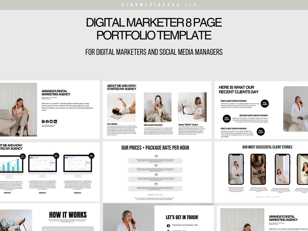 Social media manager portfolio template minimalist digital marketing