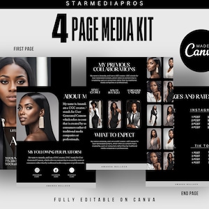 Dark Aesthetic 4 Page Media Kit | Black Instagram Media Kit | Influencer Media Kit | UGC Media Kit | Editable Media Kit Template | Canva