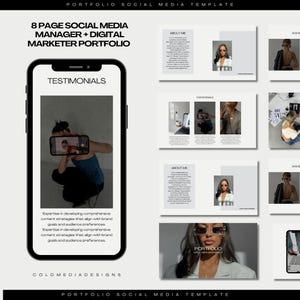Social Media Manager Portfolio Template | Minamalist Marketing Manager Portfolio Canva Template |Niche Marketing | Content Creator Brand Kit