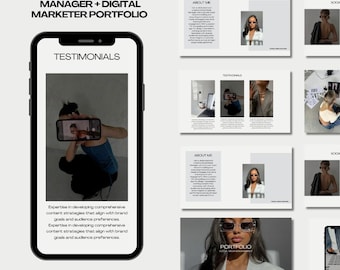 Social Media Manager Portfolio Template | Minamalist Marketing Manager Portfolio Canva Template |Niche Marketing | Content Creator Brand Kit