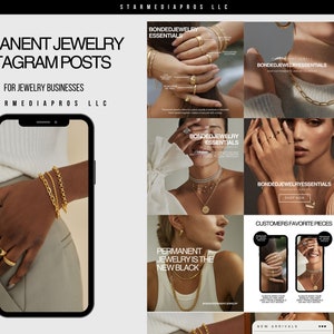 Modèles modifiables de publications sur Instagram pour bijoux permanents | de Bijoux permanents pour réseaux sociaux | Bijoux permanents Fournitures professionnelles |