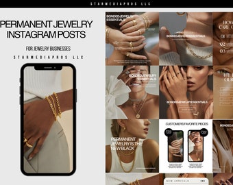 Editable Permanent Jewelry Instagram Posts Templates | Permanent Jewelry Social Media Templates | Permanent Jewelry Business Supplies |