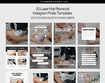 Laser Hair Removal Instagram Templates | Laser Hair Removal Post | Esthetician Posts | Medspa Templates | IPL Hair Removal Posts |