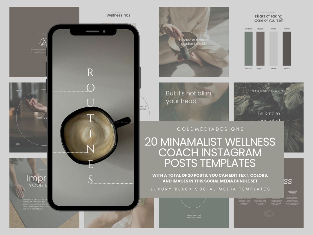 Wellness Instagram Templates |wellness Instagram Posts Canva | Health ...