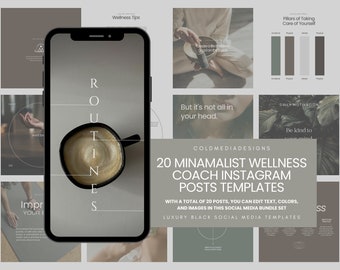 Plantillas de Instagram de bienestar /Publicaciones de Instagram de bienestar Canva / Instagram de bienestar y salud para entrenadores / Blogger /Negocios de bienestar/Redes sociales