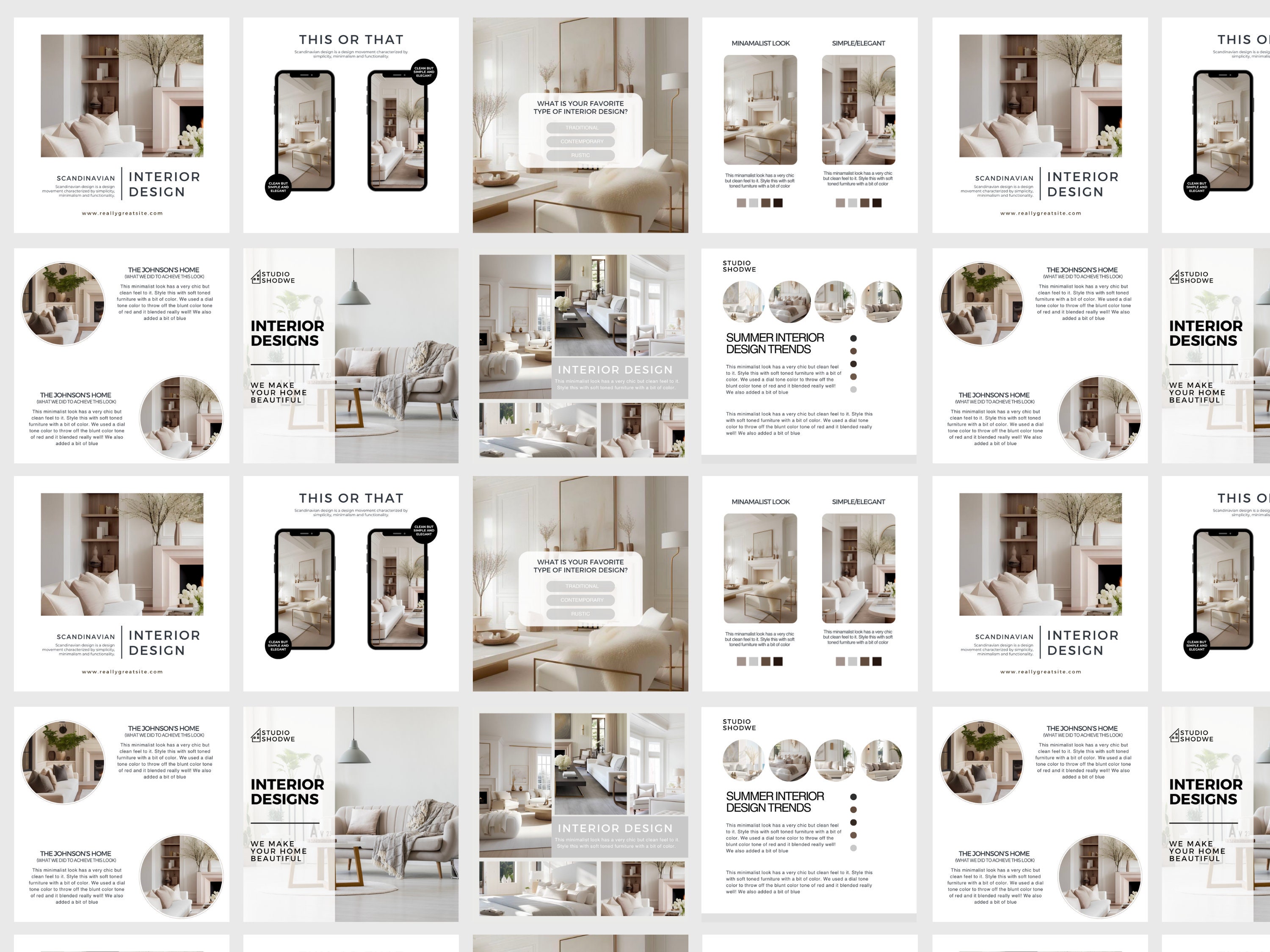 Neutral Instagram Templates for Interior Designers | Instagram Posts ...