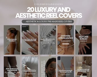 20 Reel Templates | Aesthetic Reel Covers | Reel Cover Template | Editable in Canva | Reel Template Cover | Content Creator Reel Covers |