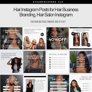 20 Instagram Post Templates | Hair Business Branding Package | Canva Editable | DIY| Hair IG Content| Social Media Posts | Hair Boutique |