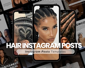 20 publicaciones de Instagram sobre cabello / Plantillas de Instagram para estilistas / Plantillas para redes sociales sobre cabello afro / Kit de marca para cabello / Paquete de publicaciones de Instagram sobre cabello