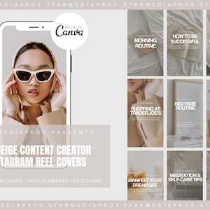 Modelli di storie Instagram beige / Copertine di bobine / Copertine di highlight / Storie IG / Copertine estetiche beige / Bobine di Instagram / Creatore di contenuti