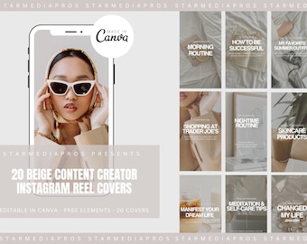 Beige Instagram Story Templates | Reels Covers | Highlights Covers | IG Stories | Beige Aesthetic Covers | Instagram Reels | Content Creator