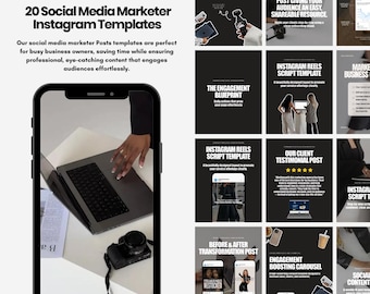 Szablony postów menedżera mediów społecznościowych na Instagramie | Zestaw 20 | Szablony Canva | Natychmiastowe pobranie | Instagram dla małych firm