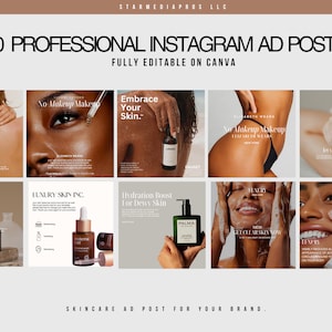 Facebook and Instagram Skincare AD Posts Template | Marketing Posts For Beauty and Wellness | Skincare Flyers | Skincare Ads | Ads |