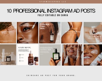 Facebook and Instagram Skincare AD Posts Template | Marketing Posts For Beauty and Wellness | Skincare Flyers | Skincare Ads | Ads |