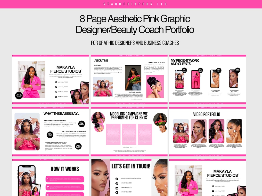 Pink Graphic Designer and Marketer Portfolio Template | Marketing ...