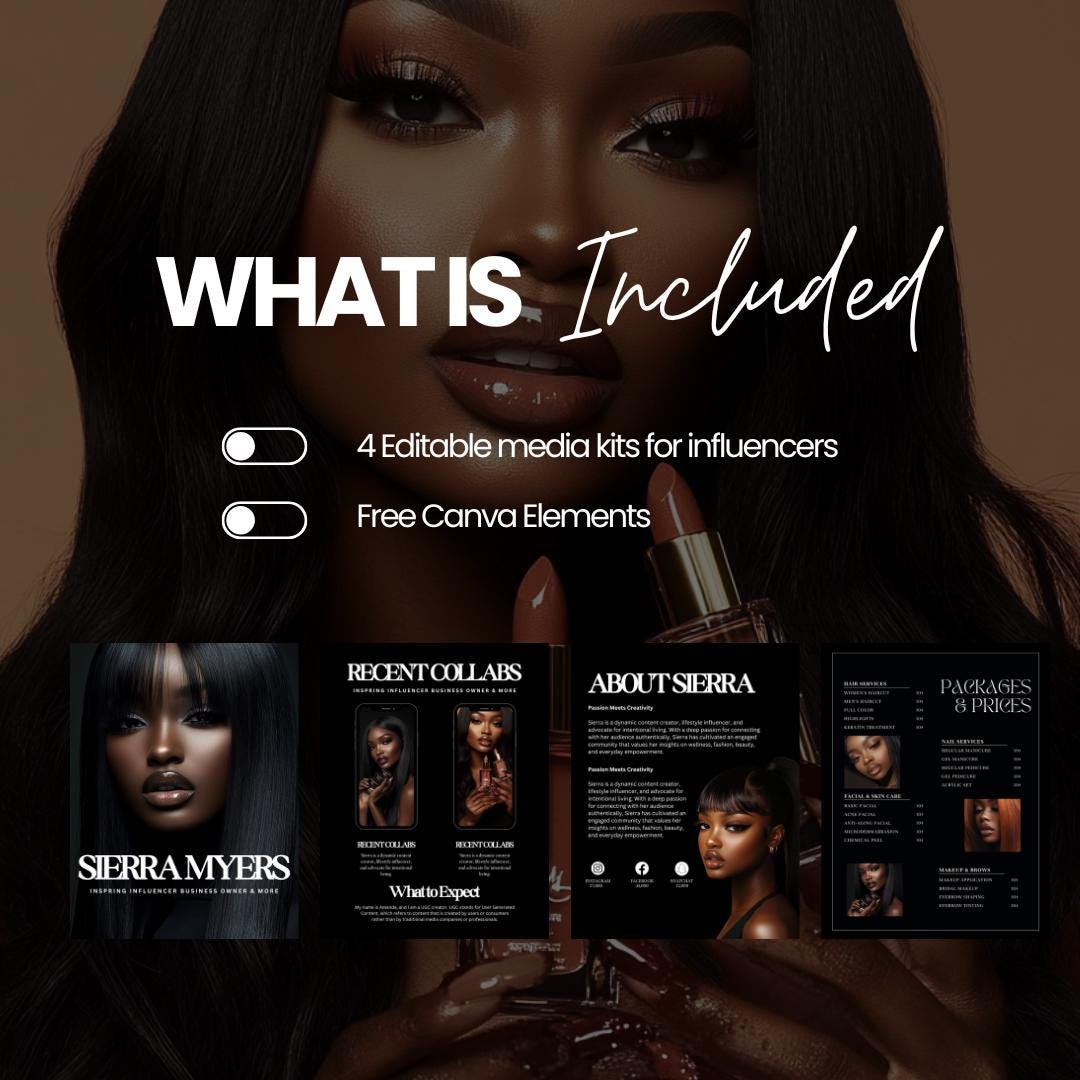4 Page Media Kit & Rate Card Template | Instagram Influencer | Blogger ...