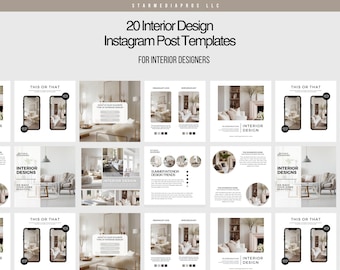Neutral Instagram Templates for Interior Designers | Instagram Posts Templates | Neutral Aesthetic Posts Home Decor | Canva Template