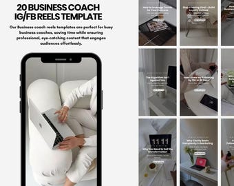 20 Coach Instagram Reel Vorlagen | Bearbeitbare Canva Coaching Rollen | Natürliche dunkle ästhetische Social Media Reels Videos für Business Coaches