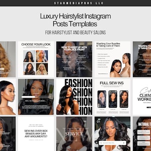 Hairstylist Instagram Posts Templates | Hair Salon Instagram | Hairdresser Templates | Hair Care Templates Canva | Hairstylist branding kit