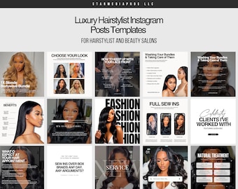 Hairstylist Instagram Posts Templates | Hair Salon Instagram | Hairdresser Templates | Hair Care Templates Canva | Hairstylist branding kit