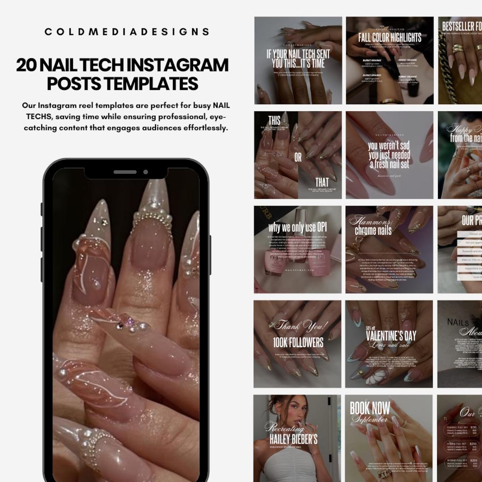 20 Nail Tech Instagram Posts Templates | Nail Artist Instagram Post ...