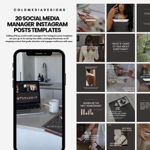 Instagram Social Media Manager Post Templates | Set of 20 | Canva Templates | INSTANT DOWNLOAD | Small Business Instagram
