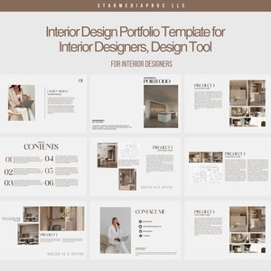 Modelo de Portfólio de Designer de Interiores | Portfólio de Design de Interiores Canva | Look book | Catálogo de Decorador de Interiores | Portfólio de Arquitetura |